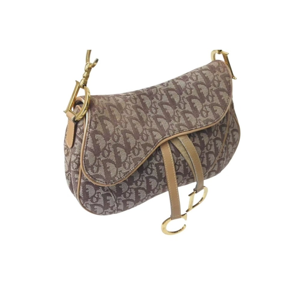 Christian Dior Trotter Double Saddle Brown One Shoulder Hobo Bag Galliano - Picture 3 of 10